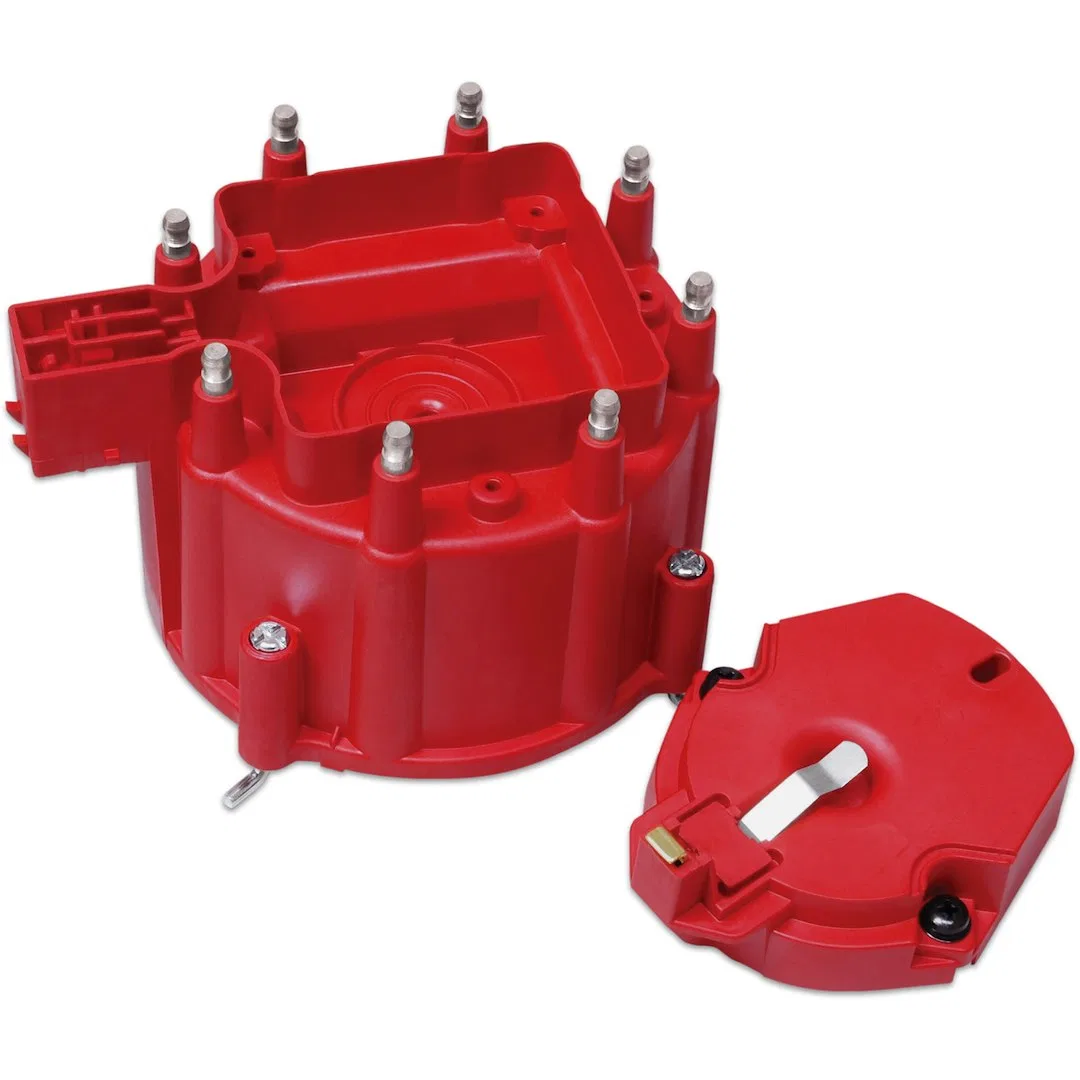 8416 – MSD CO. Distributor Cap and Rotor Kit, For Use With GM V8 HEI With Internal Coil Bolt Down HEI Style Posts Red